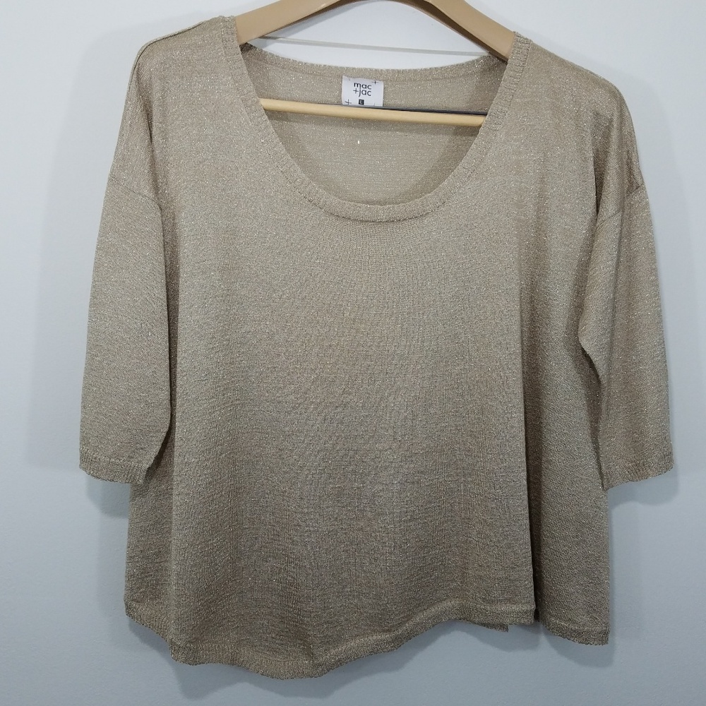 Mac + Jac Blouse Gold Shimmer Oversized Size L